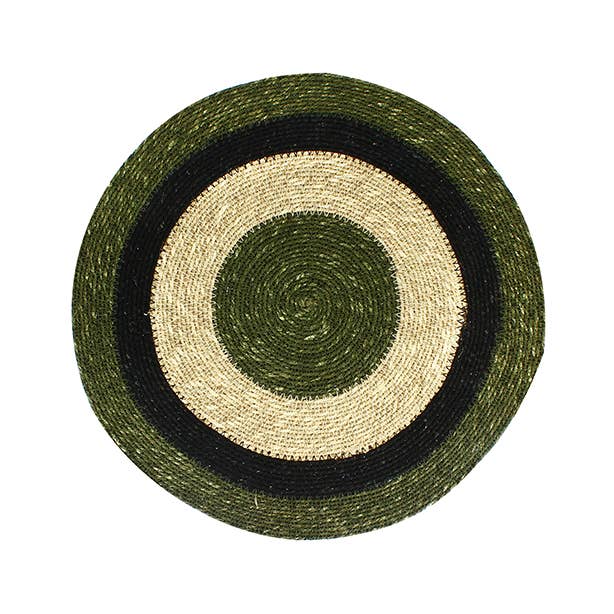 LUNA round seagrass table set D38cm natural and khaki