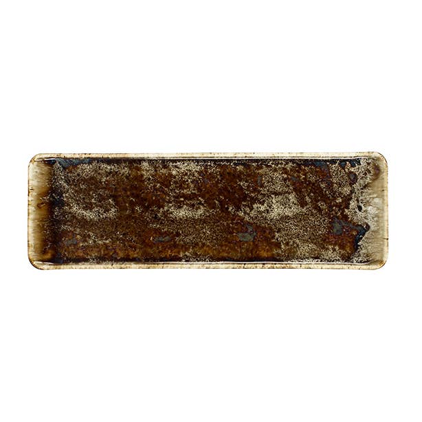 Rectangular volcano plate 29cm in brown porcelain