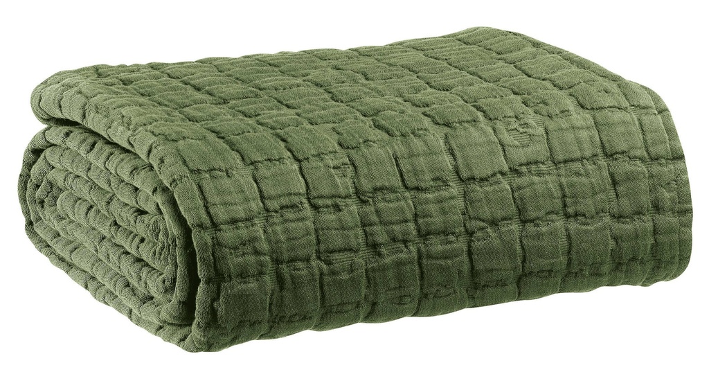 Stonewashed Swami Olive Bedspread 180 X 260 - Maison Vivaraise