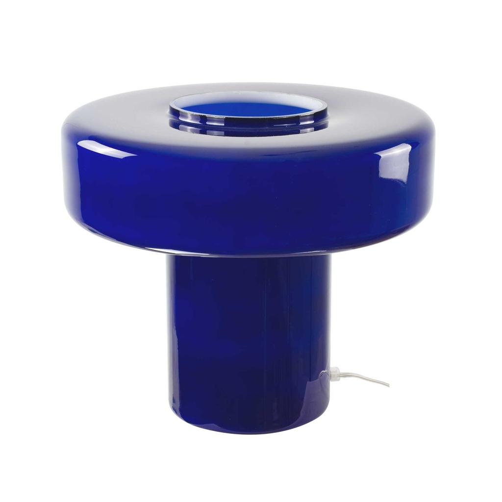 XXL table lamp in colored glass and retro style Foza Maxi Blue