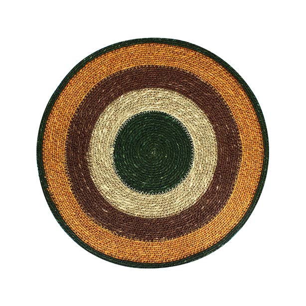 LUNA round seagrass table set D38cm natural + orange