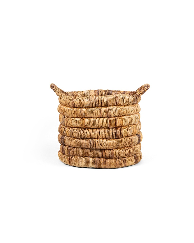 [OBS3021L] Caterpillar Sago Round Basket Two-Tone - dBodhi (37 x 37 x 35,5)